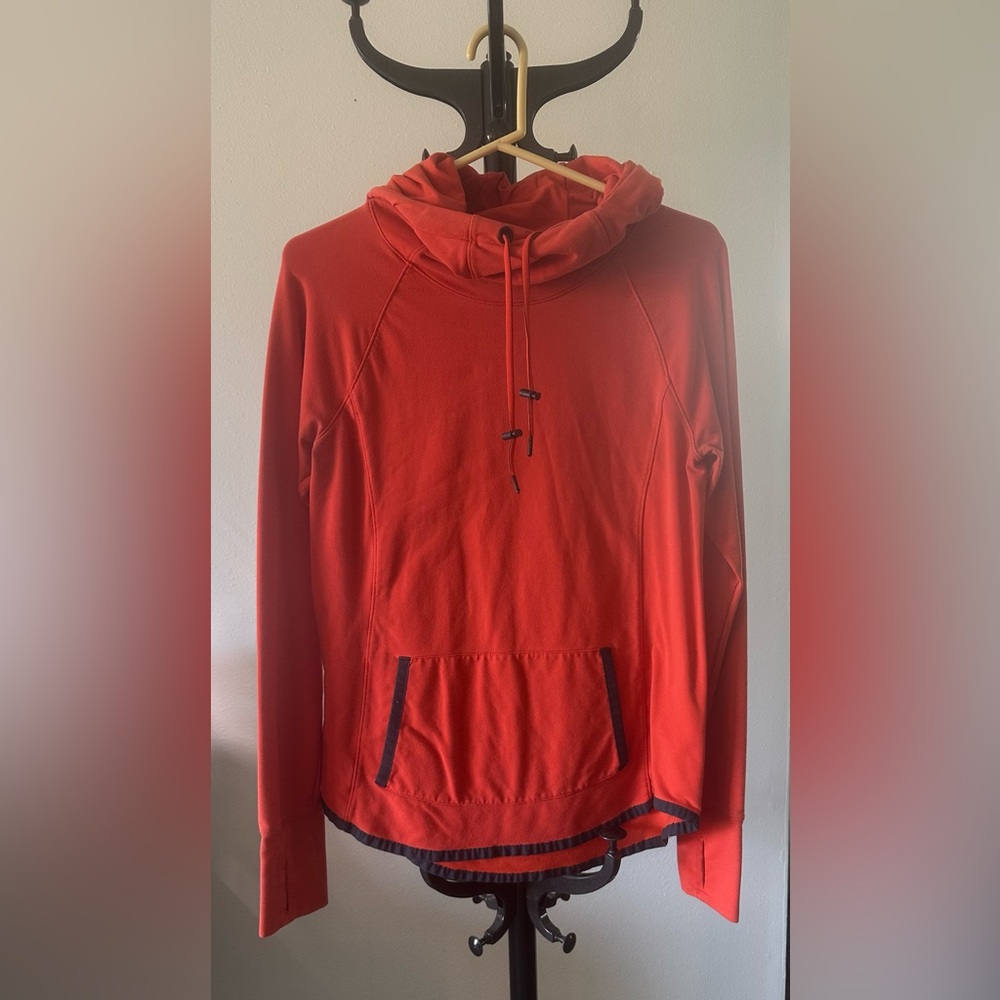 Athleta Orange Hooded Cowl Neck Sweatshirt - size small